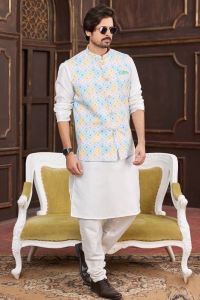 Multicoloured Art Silk Nehru Jacket (NMK-7947)