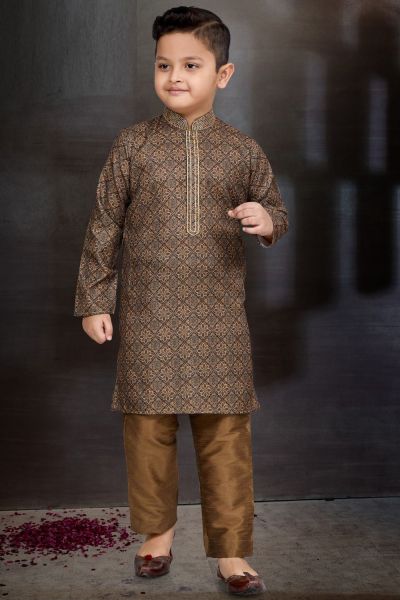 Multicoloured Cotton Printed Boys Kurta Pajama (NKK-789)