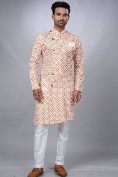 Multicoloured Printed Cotton Mens Indo Western (NMK-6939)