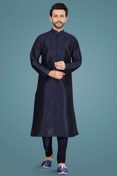 Navy Blue Art Silk Kurta Pajama (NMK-5141)