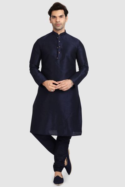 Navy Blue Art Silk Kurta Pajama (NMK-5919)