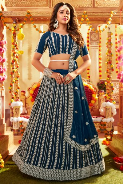 Navy Blue Faux Georgette Lehenga Choli (NWG-1267)