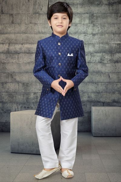 Navy Blue Lucknowi Boys Indo Western (NKK-804)