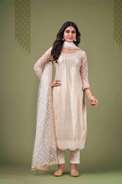 Net Off White Salwar Suit (NWS-6843)