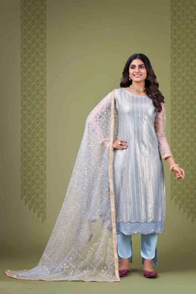 Net Sky Blue Salwar Suit (NWS-6842)