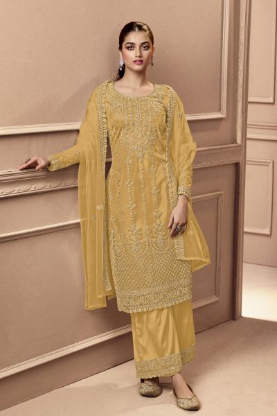 Net Yellow Salwar Suit (NWS-6847)