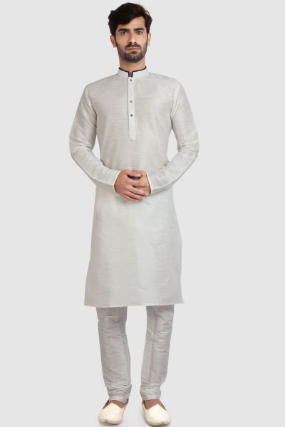 Off White Art Silk Kurta Pajama (NMK-5921)