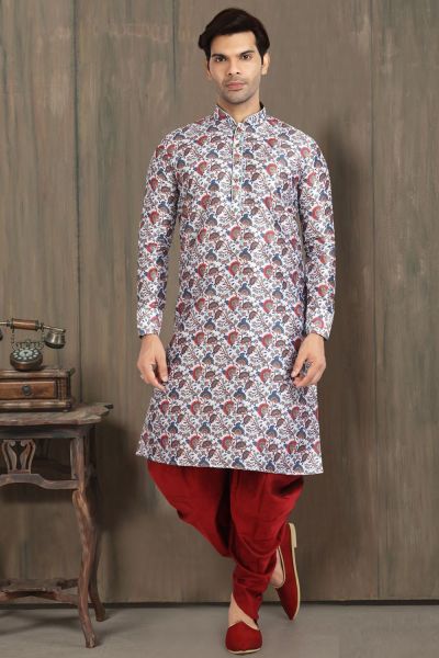 Off White Banarasi Silk Kurta Pajama (NMK-5708)