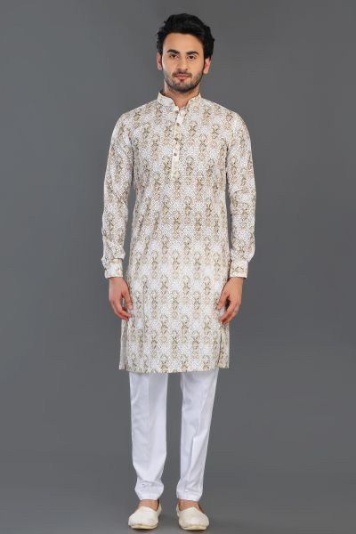 Off White Cotton Kurta for Men (NMK-8135)