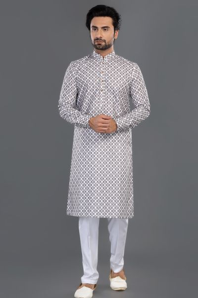 Off White Cotton Kurta Pajama (NMK-8119)