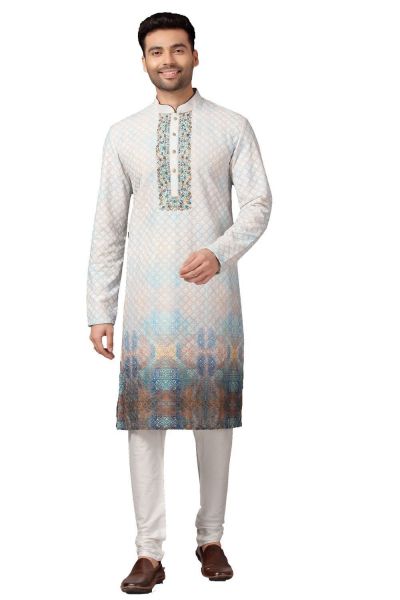 Off White Cotton Silk Kurta Pajama (NMK-5983)