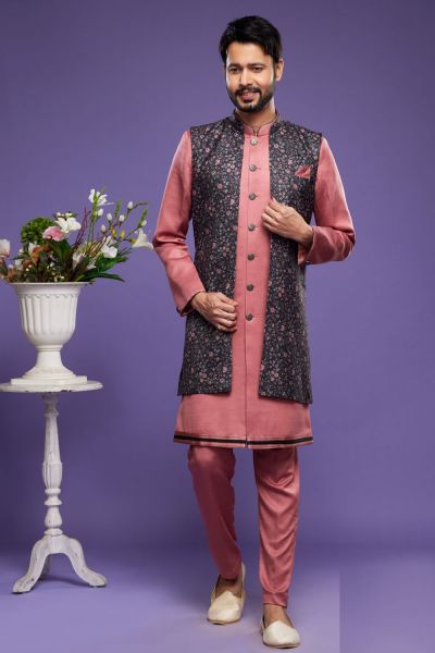 Onion Pink Art Silk Indo Western (NMK-7081)