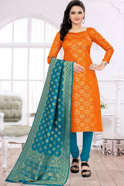 Orange Banarasi Silk Salwar Suit (NWS-6394)