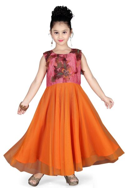 Orange Net Girls Gown (NFG-117)