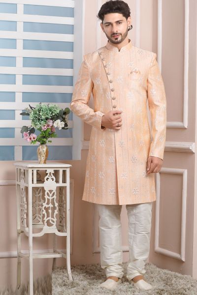 Peach Art Silk Indo Western (NMK-6197)