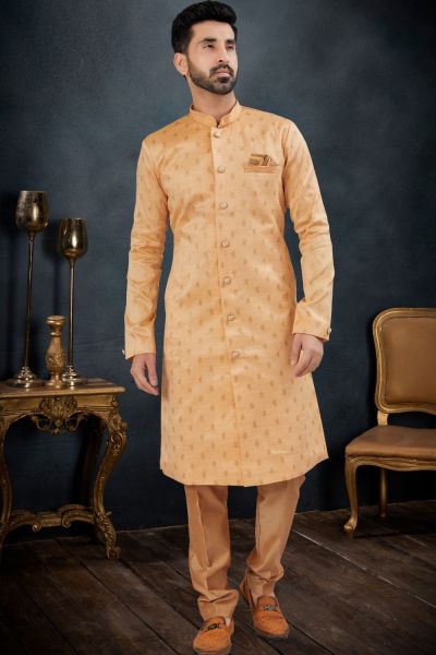 Peach Banarasi Jaquard Indo Western (NMK-7609)