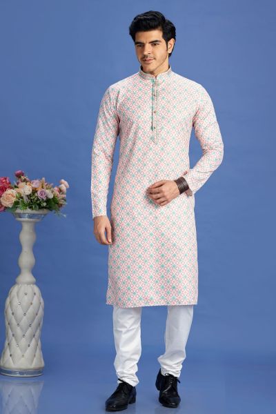 Peach Cotton Kurta Pajama (NMK-7531)