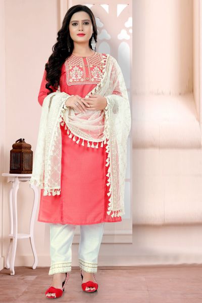 Peach Cotton Slub Salwar Suit (NWS-6079)