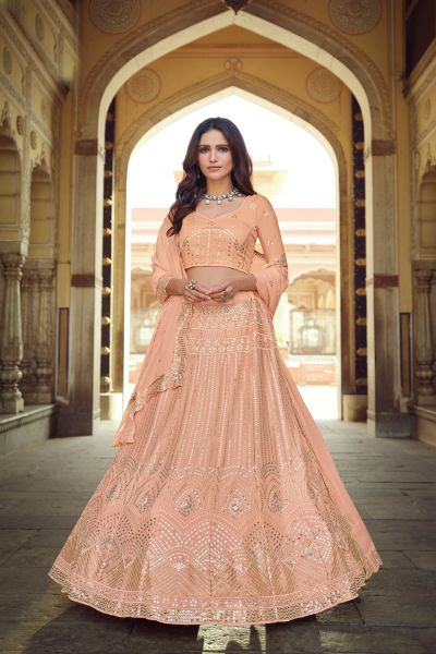 Peach Georgette Lehenga Choli (NWG-785)