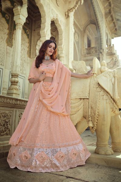 Peach Georgette Lehenga Choli (NWG-789)