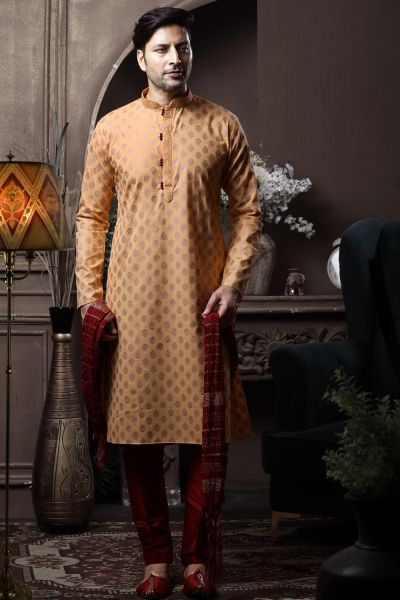 Peach Silk Casual Kurta Pajama (NMK-6087)