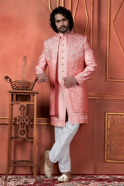 Pink Art Silk Indo Western for Men (NMK-7727)