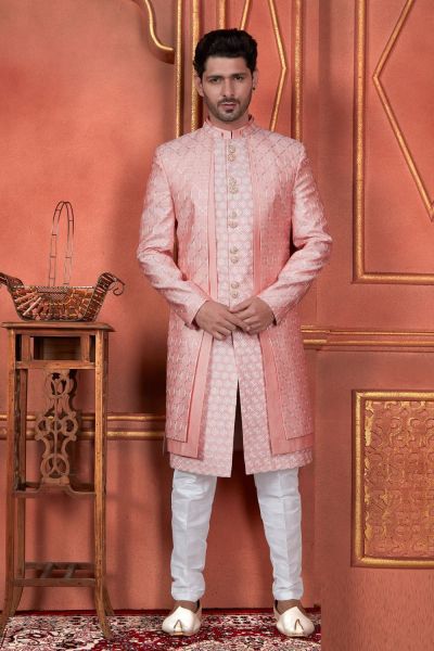 Pink Art Silk Mens Indo Western (NMK-7720)