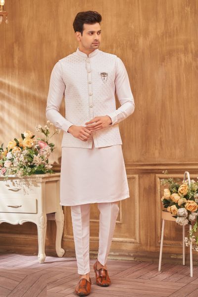 Pink Art Silk Mens Nehru Jacket (NMK-8016)