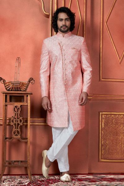 Pink Art Silk Mens Sherwani (NMK-7733)