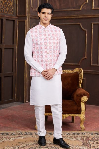 Pink Art Silk Nehru Jacket (NMK-7946)