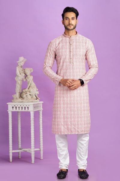 Pink Cotton Casual Kurta Pajama (NMK-7557)