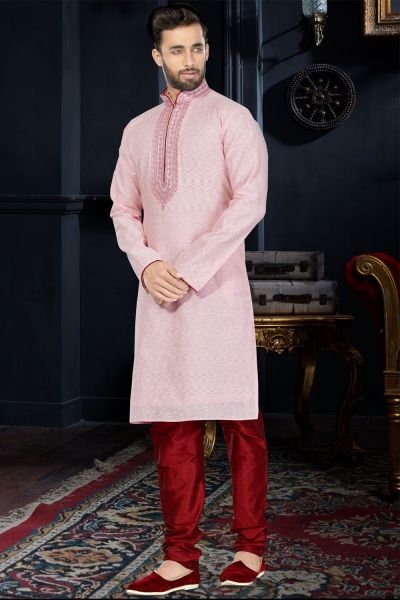 Pink Cotton Silk Kurta Pajama (NMK-3405)