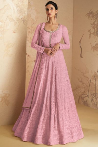 Pink Faux Georgette Anarkali Salwar Kameez (NWS-6931)