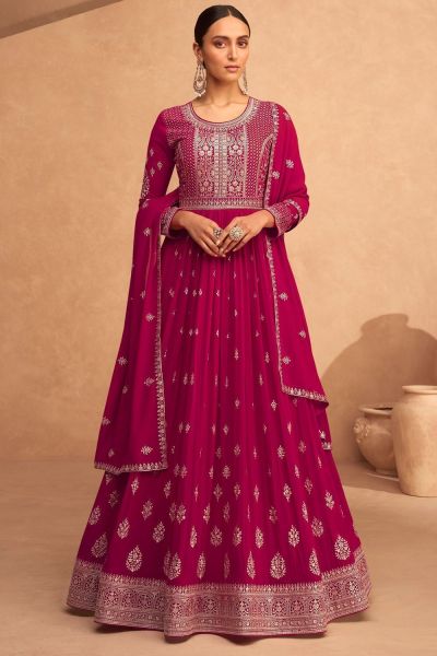 Pink Faux Georgette Anarkali Salwar Suit (NWS-6927)