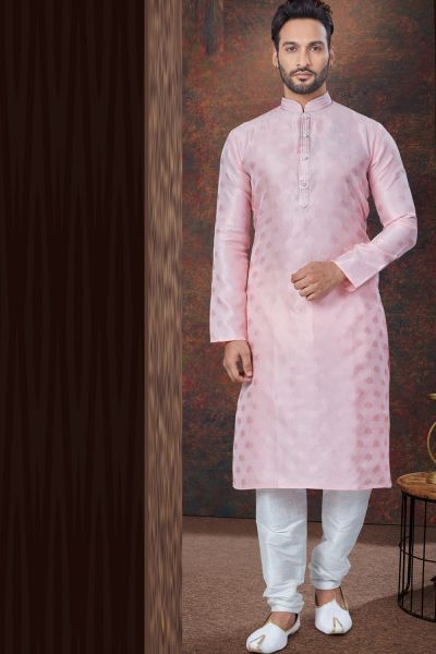 Pink Jaquard Kurta Pajama (NMK-7829)