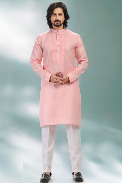 Pink Linen Cotton Kurta Pajama (NMK-6735)