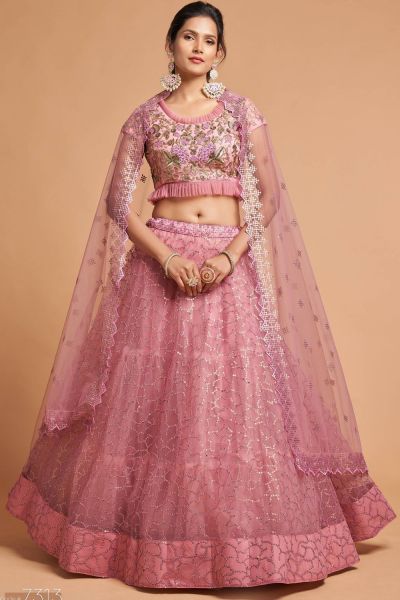 Pink Net Womens Lehenga Choli (NWG-1070)