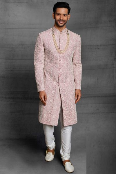 Pink Silk Grooms Sherwani (NMK-5381 )