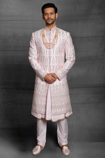 Pink Silk Grooms Sherwani (NMK-5398 )