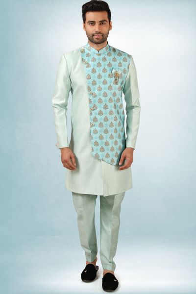 Pista Green Art Silk Indo Western (NMK-5813)