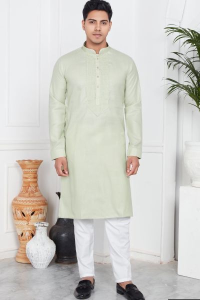 Pista Green Linen Cotton Kurta Pajama (NMK-7579)