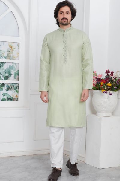 Pista Green Linen Cotton Kurta Pajama (NMK-7602)