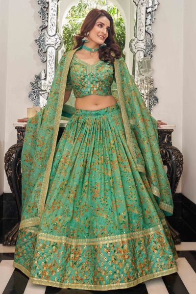 Pista Green Organza Lehenga Choli (NWG-1381)