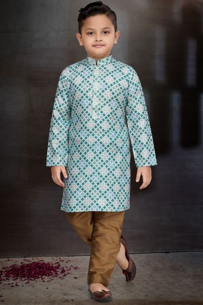 Printed Multicoloured Cotton Boys Kurta Pajama (NKK-791)