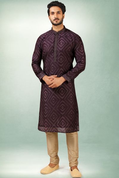 Purple Art Silk Kurta Pajama (NMK-5839)