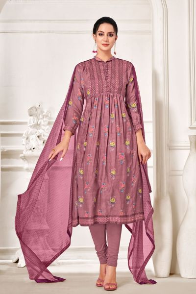 Purple Chanderi Cotton Salwar Suit (NWS-6464)