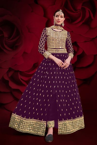 Purple Georgette Salwar Suit (NWS-6086)