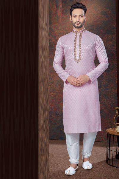 Purple Jaquard Kurta Pajama (NMK-7830)