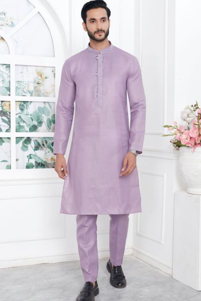 Purple Linen Cotton Kurta Pajama (NMK-7591)