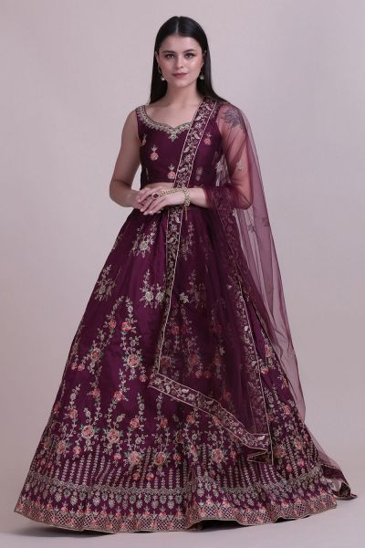 Purple Taffeta Silk Lehenga Choli (NWG-1183)